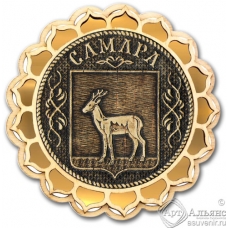 Магнит из бересты Самара-Герб купола золото